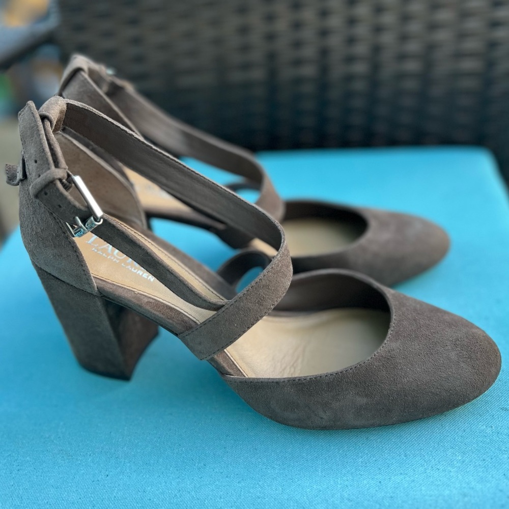 Ralph Lauren suede shoes- chunky heel-size 9 - Picture 2 of 4